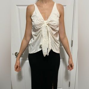 ZARA tie infront linen tank